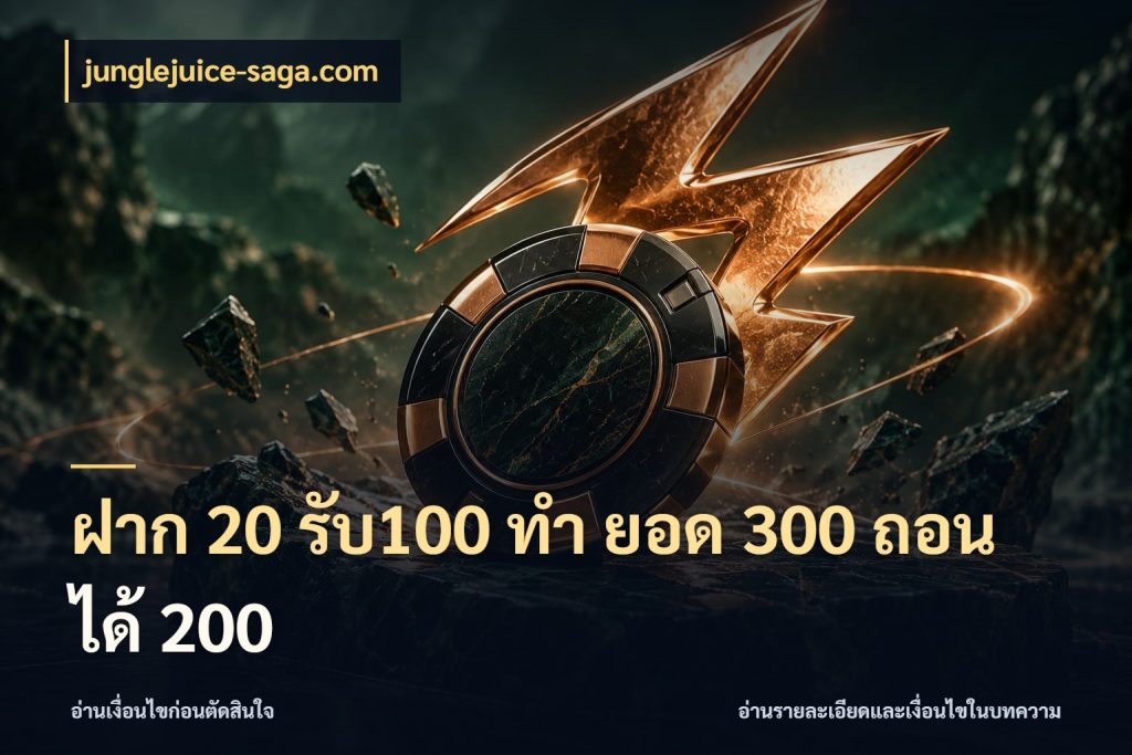 ฝาก 20 รับ100 ทํา ยอด 300 ถอนได้ 200