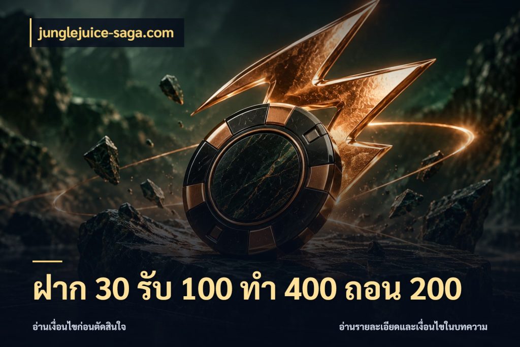 ฝาก 30 รับ 100 ทํา 400 ถอน 200