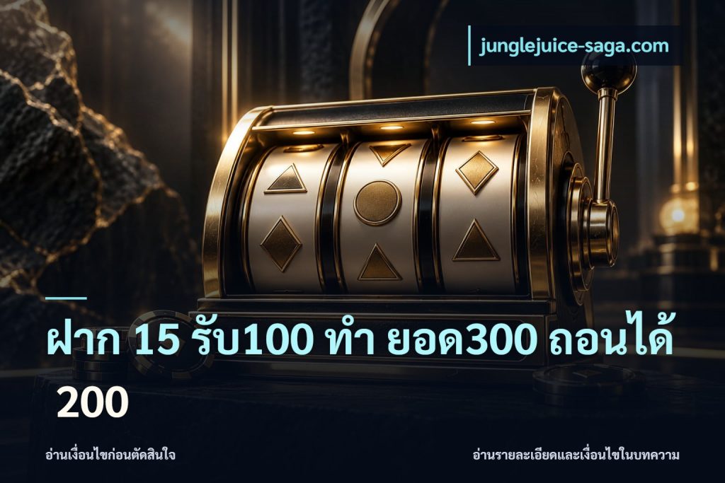 ฝาก 15 รับ100 ทํา ยอด300 ถอนได้ 200