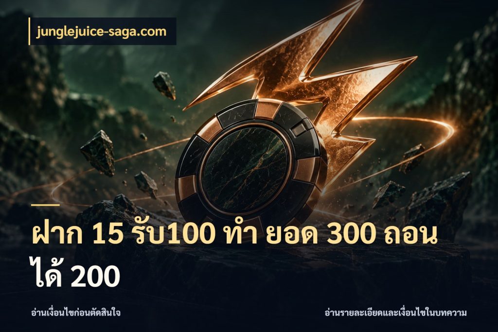 ฝาก 15 รับ100 ทํา ยอด 300 ถอนได้ 200